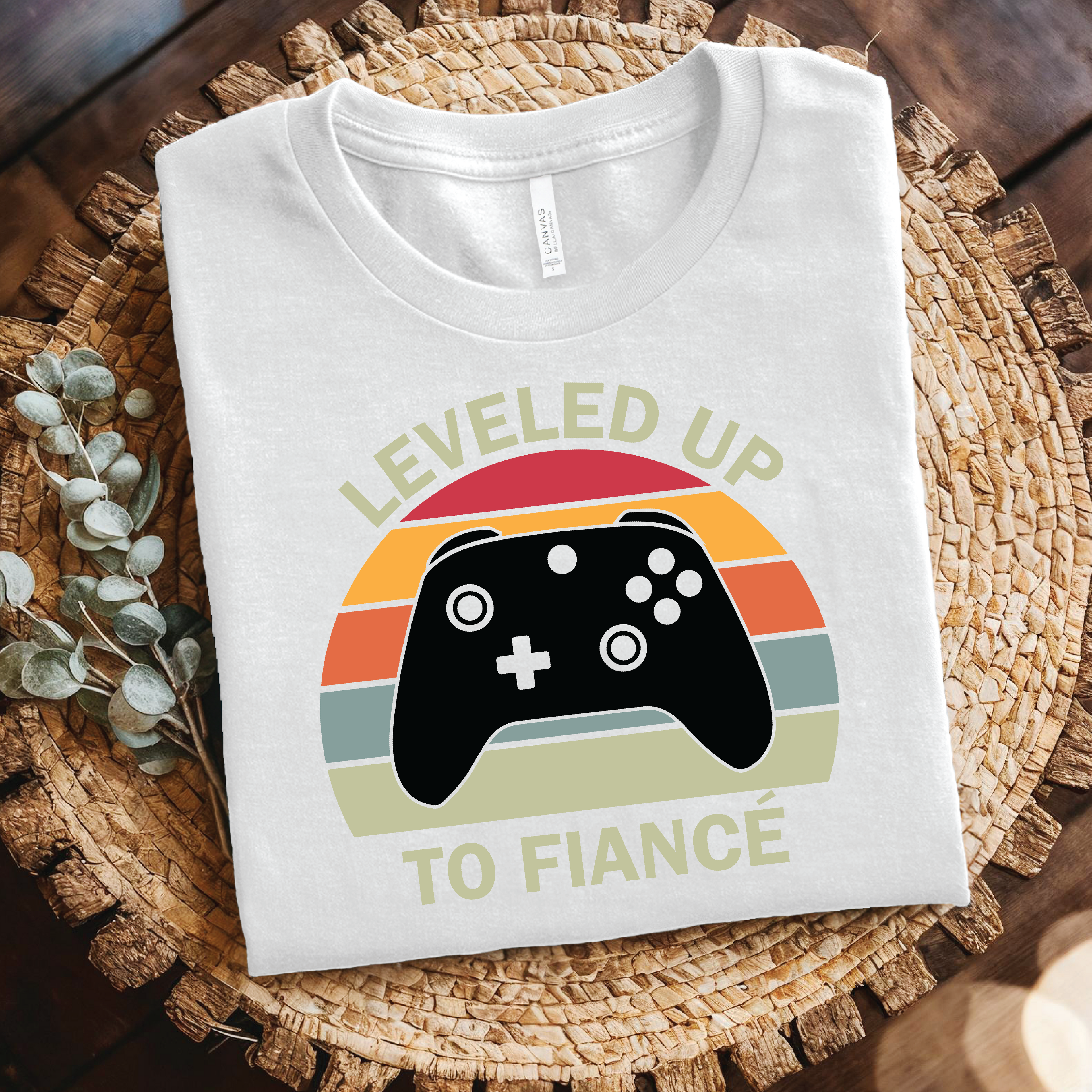 Levelled Up to Fiancé Video Game Controller shirt - Engagement Announcement t-shirt