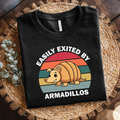 Easily Excited by Armadillos T-Shirt - Cute Retro Animal shirt for Armadillo Lovers