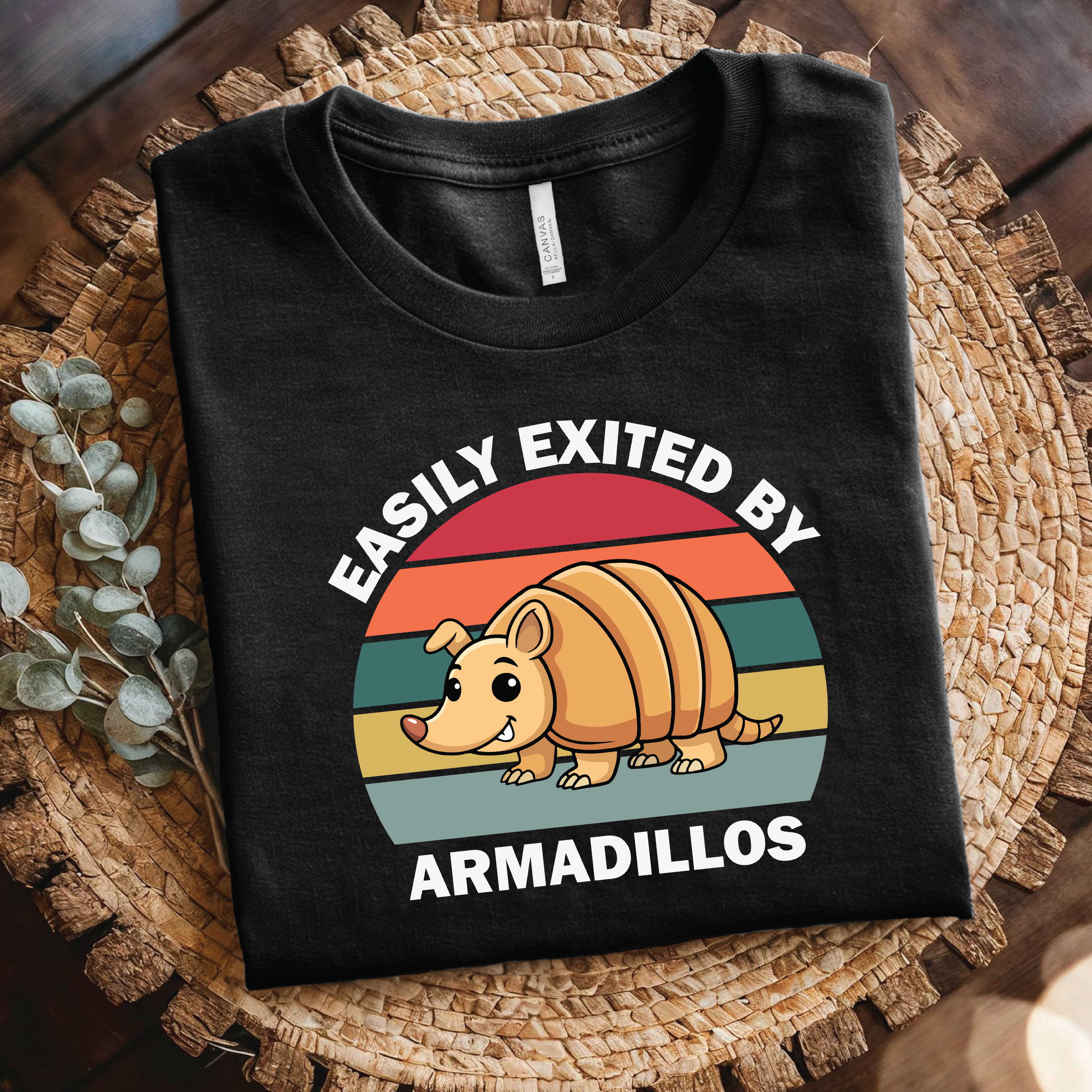 Easily Excited by Armadillos T-Shirt - Cute Retro Animal shirt for Armadillo Lovers