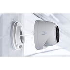 Ubiquiti G5 Turret Ultra wall mounting view – easy installation setup with weather-resistant enclosure and secure cable management.