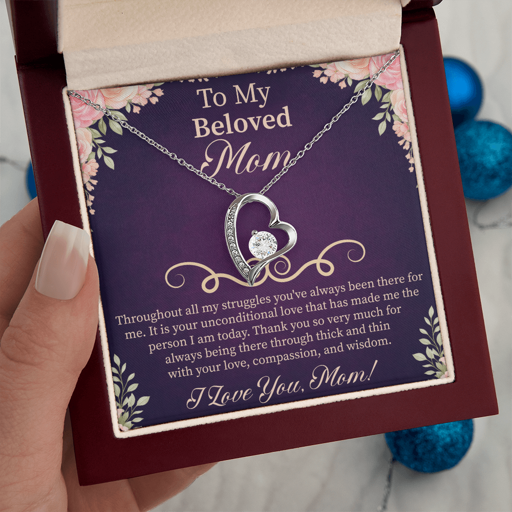 To My Beloved Mom Forever Love Necklace – Meaningful Gift for Mother – Mother's Day, Birthday, or Christmas Jewelry