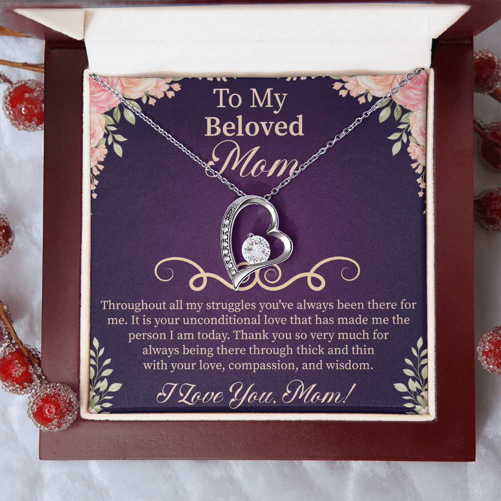 To My Beloved Mom Forever Love Necklace – Meaningful Gift for Mother – Mother's Day, Birthday, or Christmas Jewelry