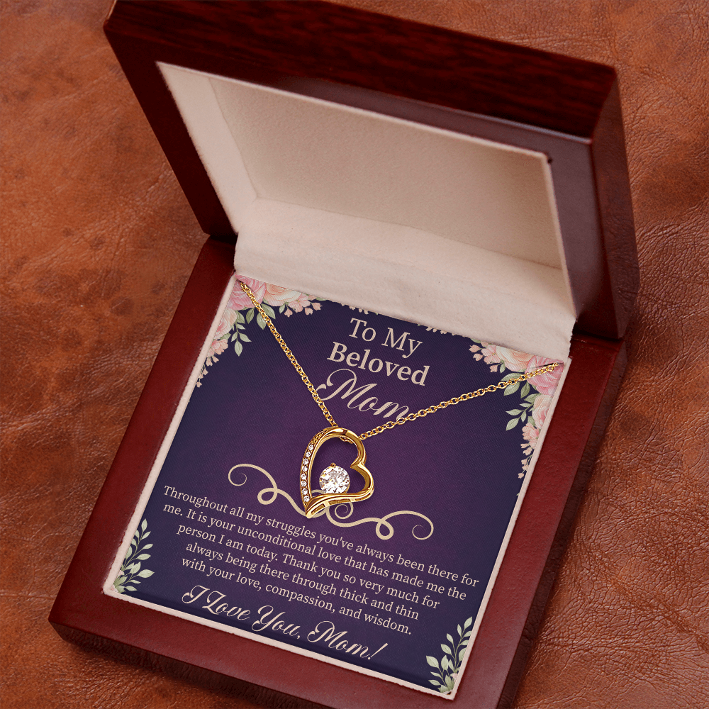 To My Beloved Mom Forever Love Necklace – Meaningful Gift for Mother – Mother's Day, Birthday, or Christmas Jewelry