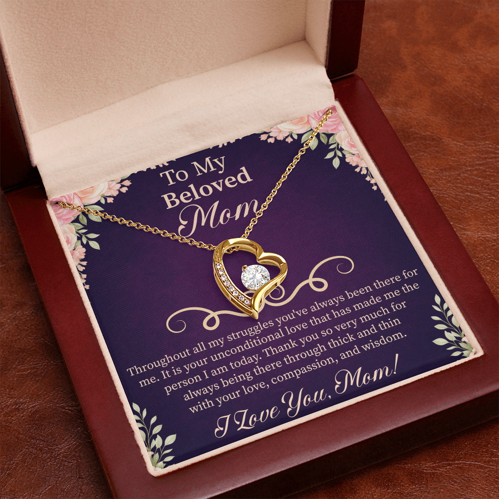 To My Beloved Mom Forever Love Necklace – Meaningful Gift for Mother – Mother's Day, Birthday, or Christmas Jewelry