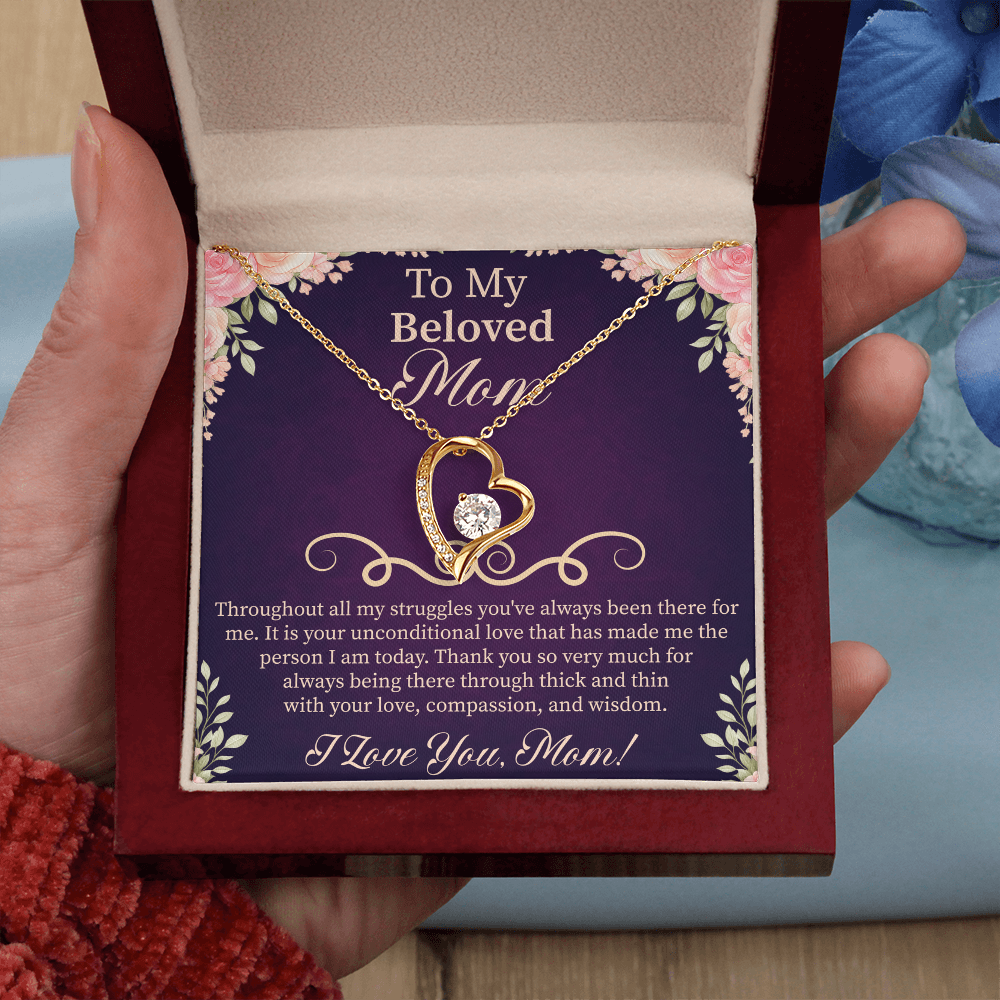 To My Beloved Mom Forever Love Necklace – Meaningful Gift for Mother – Mother's Day, Birthday, or Christmas Jewelry