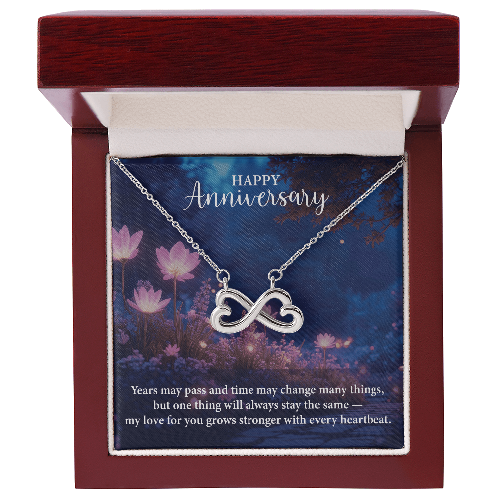 Happy Anniversary Endless Love Necklace – Romantic Anniversary Gift for Her – Meaningful Jewelry with Message Card