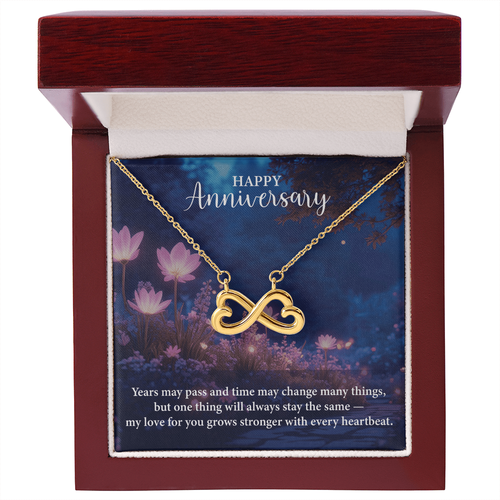 Happy Anniversary Endless Love Necklace – Romantic Anniversary Gift for Her – Meaningful Jewelry with Message Card