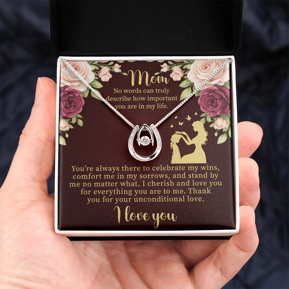 To My Mom Lucky In Love Necklace – Meaningful Gift for Mom – Mother's Day, Birthday, or Christmas Jewelry