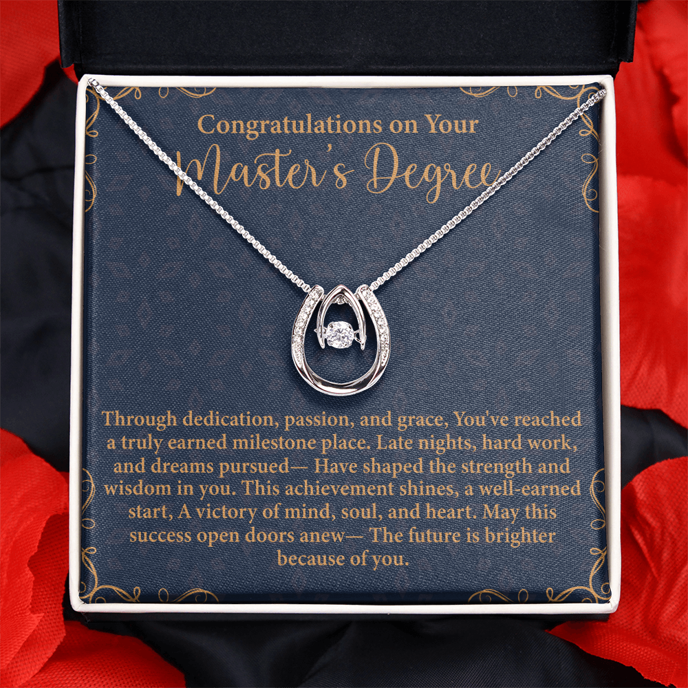 Congratulations on Your Master's Degree Lucky In Love Necklace – Graduation Gift for Her – Meaningful Jewelry with Message Card