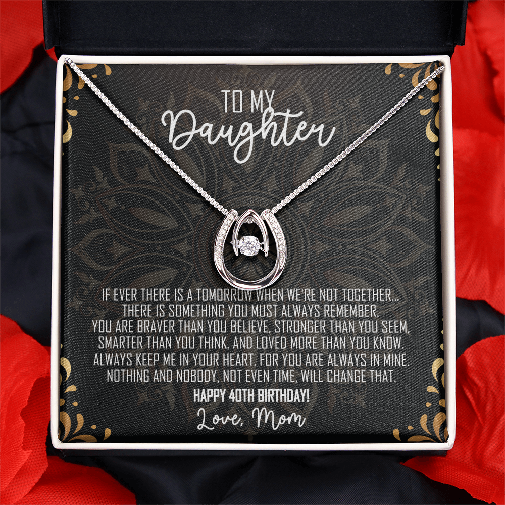 To My Daughter Lucky In Love Necklace – Meaningful Gift from Mom or Dad – Birthday, Graduation & Christmas Jewelry