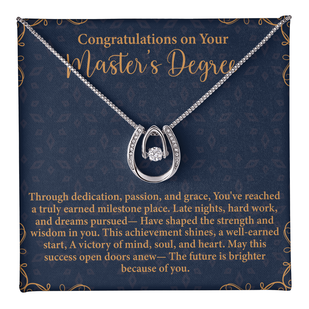 Congratulations on Your Master's Degree Lucky In Love Necklace – Graduation Gift for Her – Meaningful Jewelry with Message Card