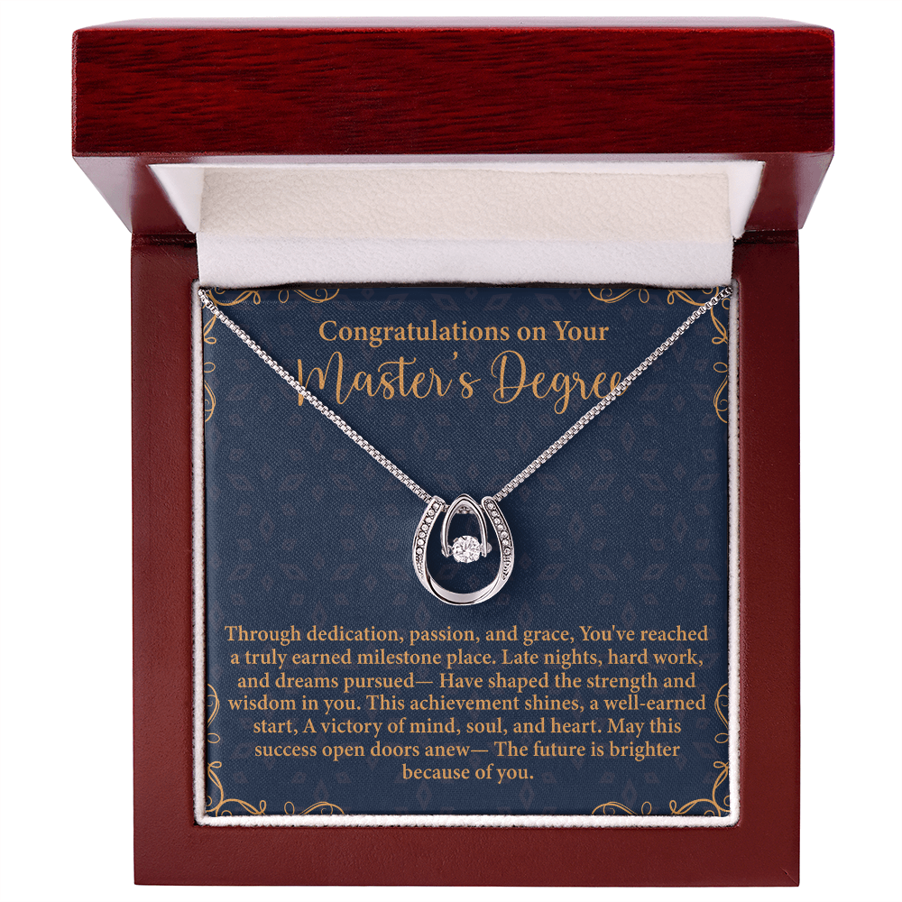 Congratulations on Your Master's Degree Lucky In Love Necklace – Graduation Gift for Her – Meaningful Jewelry with Message Card