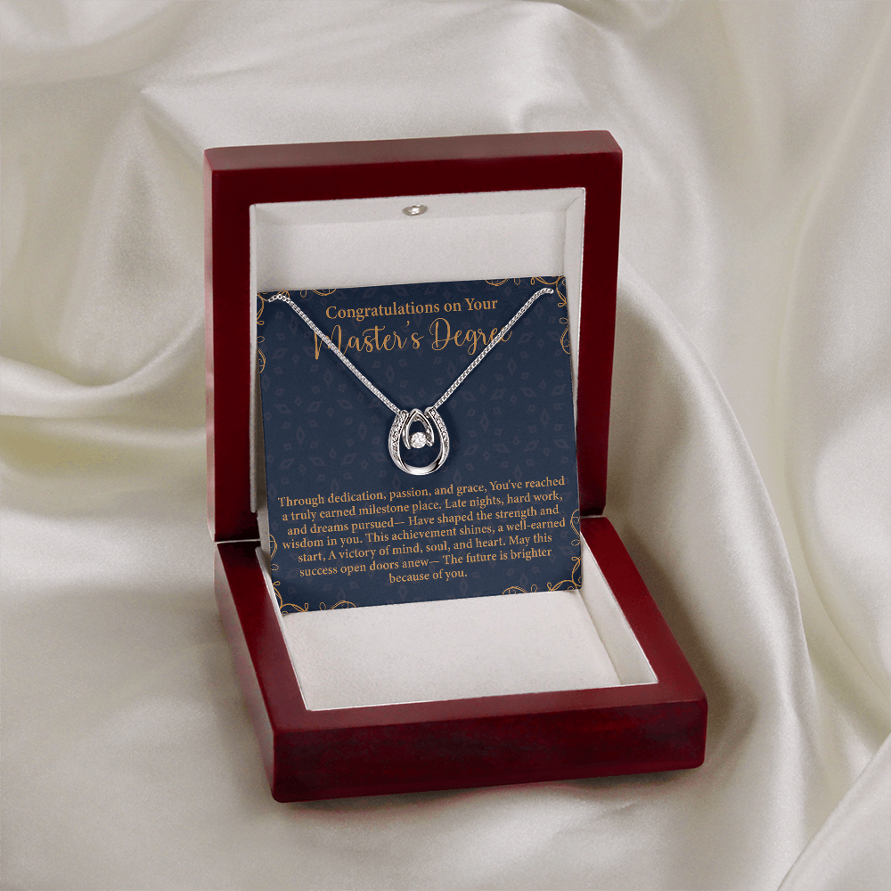 Congratulations on Your Master's Degree Lucky In Love Necklace – Graduation Gift for Her – Meaningful Jewelry with Message Card