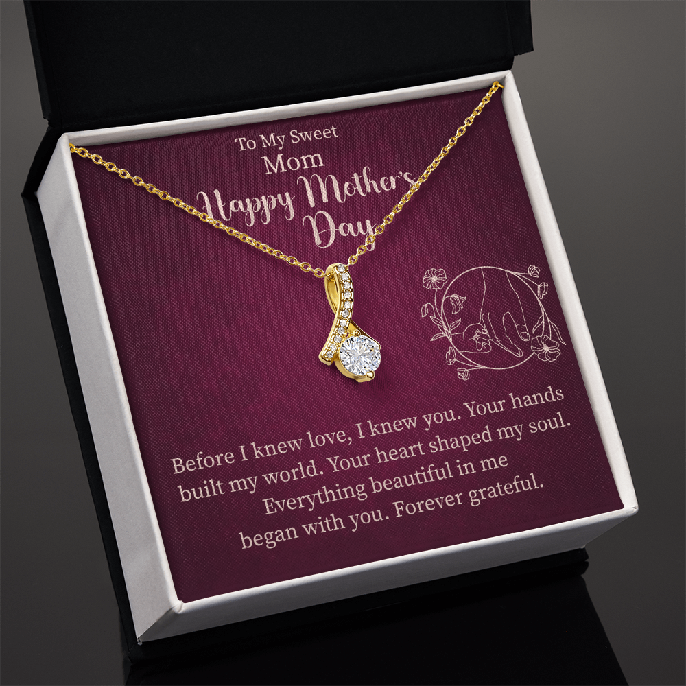 To My Sweet Mom Alluring Beauty Necklace – Meaningful Gift for Mom – Mother's Day, Birthday, or Christmas Jewelry