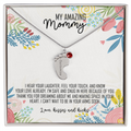 To My Amazing Mommy Baby Feet Necklace with Birthstone – Personalized Gift for Mom – Custom Baby Feet Jewelry