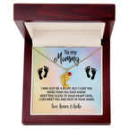 To My Mommy Personalized Baby Feet Necklace – Engraved Birthstone Jewelry – Meaningful Mother's Gift from Child