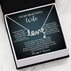 To My Beautiful Wife Scripted Love Necklace – Romantic Gift for Wife – Anniversary, Birthday & Valentine's Day Jewelry