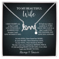 To My Beautiful Wife Scripted Love Necklace – Romantic Gift for Wife – Anniversary, Birthday & Valentine's Day Jewelry