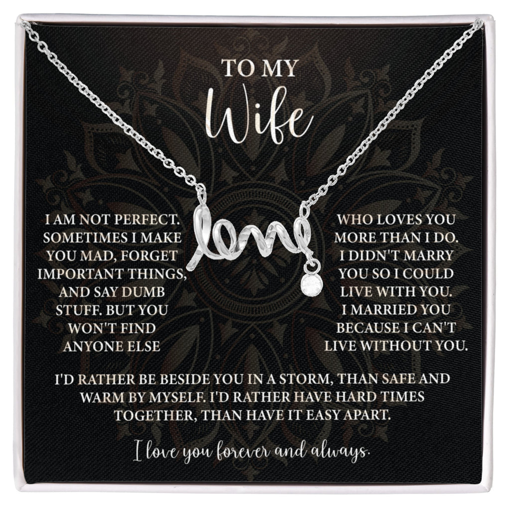 To My Wife Scripted Love Necklace – Romantic Gift for Wife – Anniversary, Birthday & Valentine's Day Jewelry