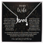 To My Wife Scripted Love Necklace – Romantic Gift for Wife – Anniversary, Birthday & Valentine's Day Jewelry