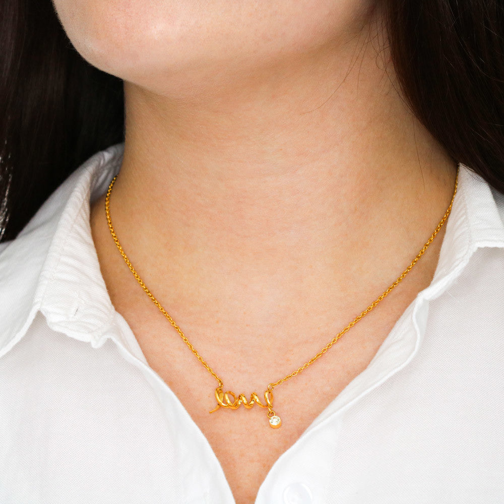 To My Beautiful Wife Scripted Love Necklace – Romantic Gift for Wife – Anniversary, Birthday & Valentine's Day Jewelry