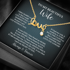 To My Beautiful Wife Scripted Love Necklace – Romantic Gift for Wife – Anniversary, Birthday & Valentine's Day Jewelry