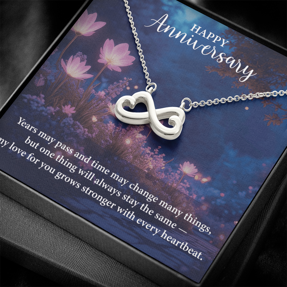 Happy Anniversary Endless Love Necklace – Romantic Anniversary Gift for Her – Meaningful Jewelry with Message Card