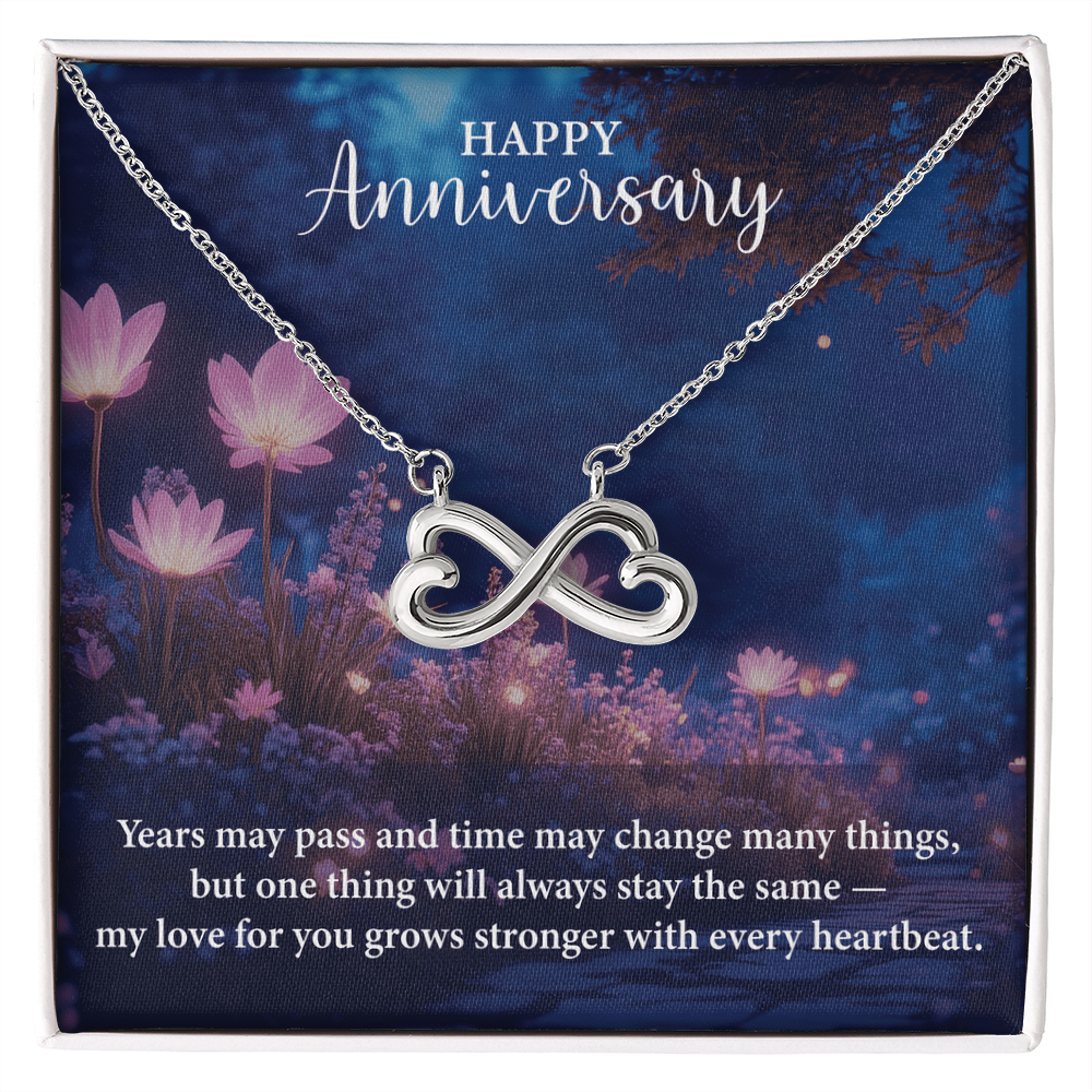 Happy Anniversary Endless Love Necklace – Romantic Anniversary Gift for Her – Meaningful Jewelry with Message Card