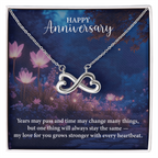 Happy Anniversary Endless Love Necklace – Romantic Anniversary Gift for Her – Meaningful Jewelry with Message Card