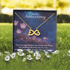 Happy Anniversary Endless Love Necklace – Romantic Anniversary Gift for Her – Meaningful Jewelry with Message Card