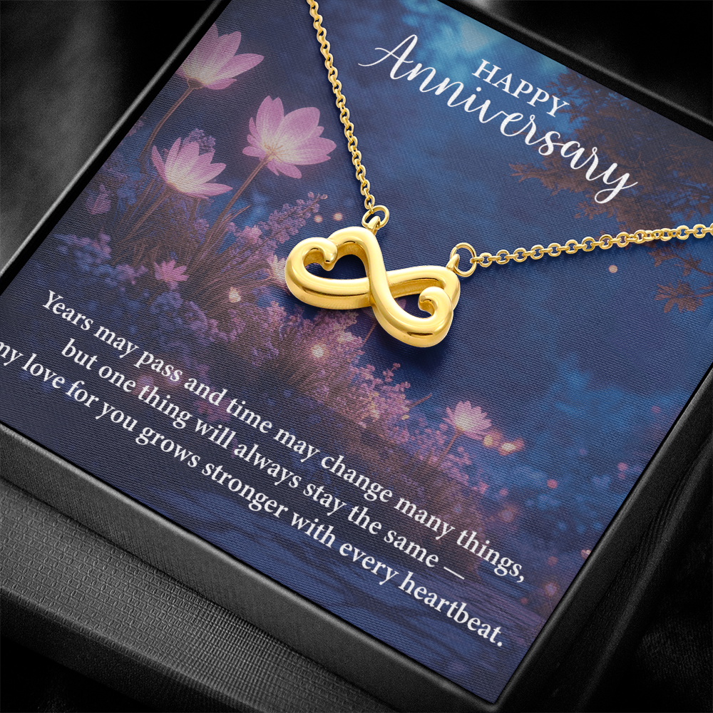 Happy Anniversary Endless Love Necklace – Romantic Anniversary Gift for Her – Meaningful Jewelry with Message Card