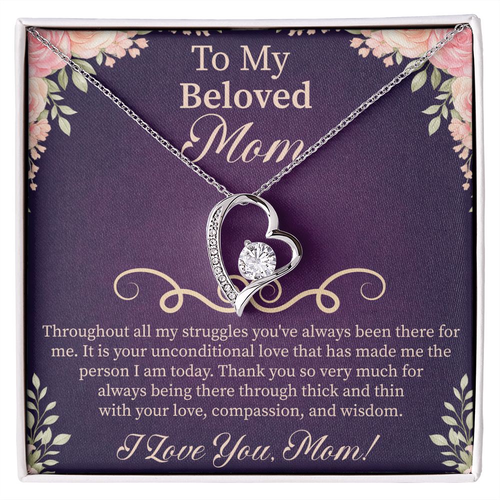 To My Beloved Mom Forever Love Necklace – Meaningful Gift for Mother – Mother's Day, Birthday, or Christmas Jewelry