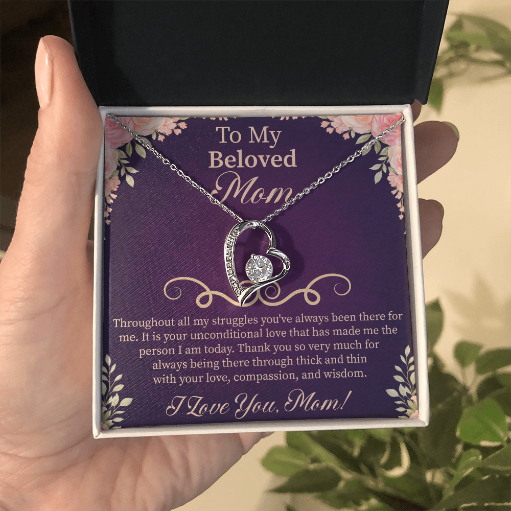 To My Beloved Mom Forever Love Necklace – Meaningful Gift for Mother – Mother's Day, Birthday, or Christmas Jewelry