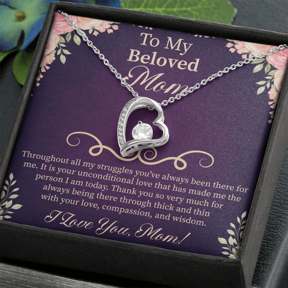 To My Beloved Mom Forever Love Necklace – Meaningful Gift for Mother – Mother's Day, Birthday, or Christmas Jewelry