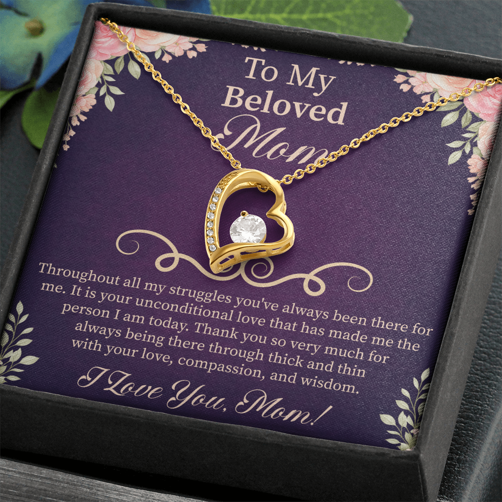 To My Beloved Mom Forever Love Necklace – Meaningful Gift for Mother – Mother's Day, Birthday, or Christmas Jewelry